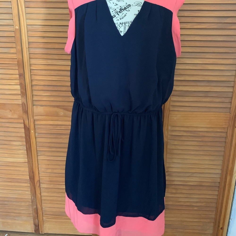 Enfocus Navy blue and coral spring dress